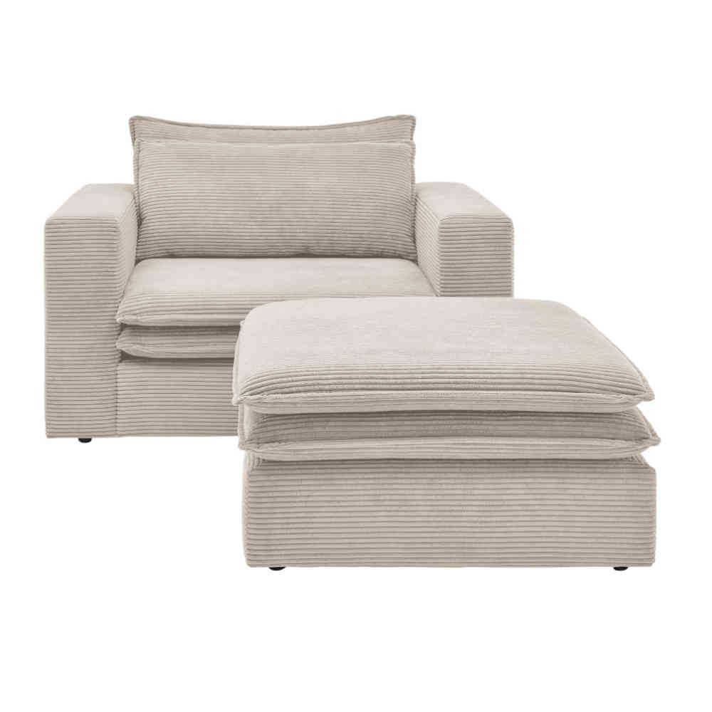 Big Sessel mit Hocker Set - Jony (zweiteilig)