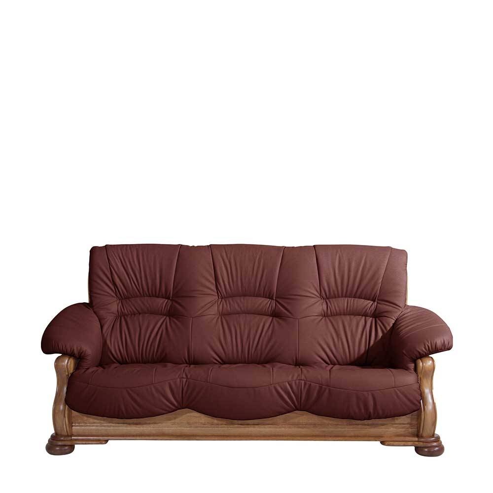 Federkern-Couch aus dunkelrotem Leder - Tyago