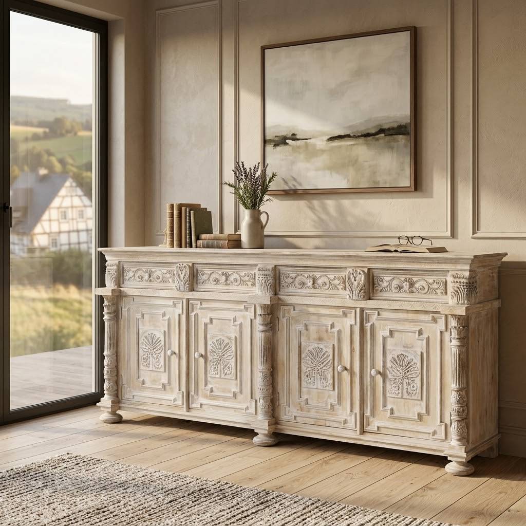 Vintage Design Sideboard in Holz White Wash - Cionga