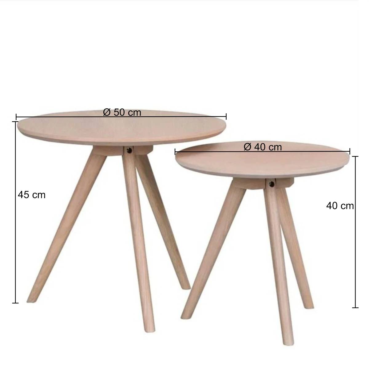 Scandi Zweisatztisch in White Wash - Navassa (zweiteilig)