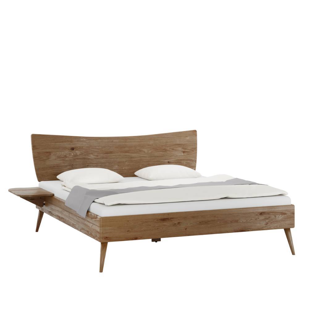 Wildeiche-Bett mit Holz-Kopfteil - Plural