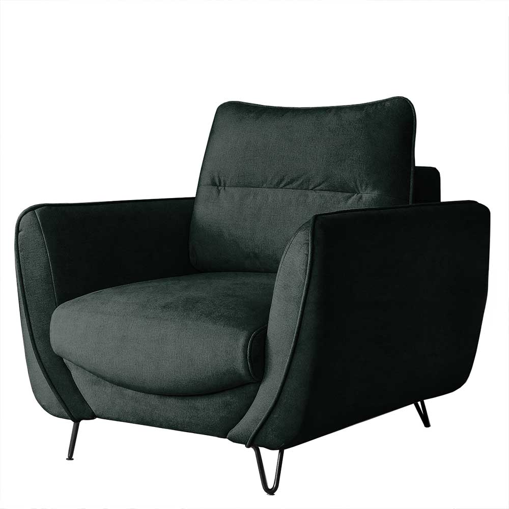 Design Samtsessel in Dunkelgrün - Major