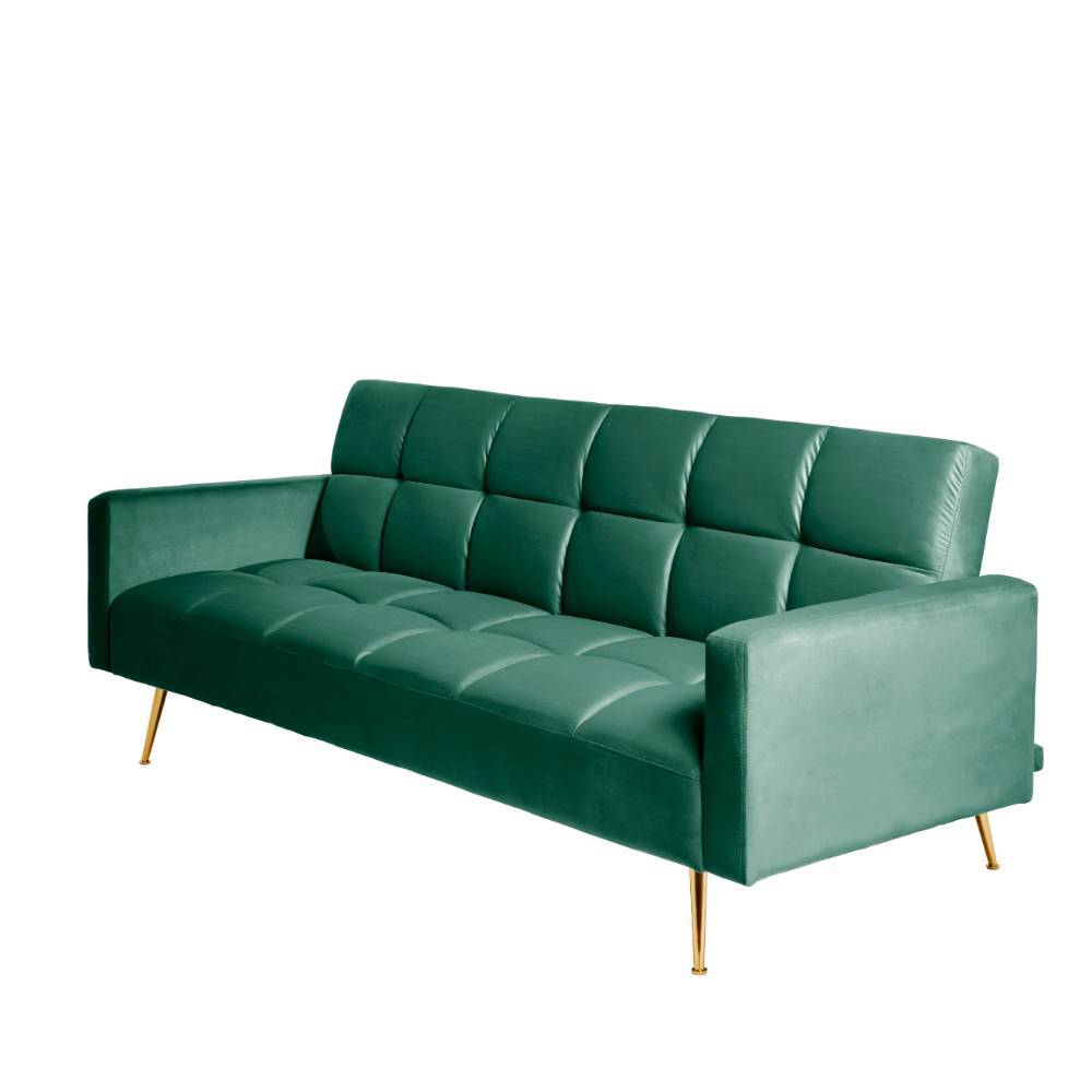 Klappcouch in Dunkelgrün Samt - Aurach