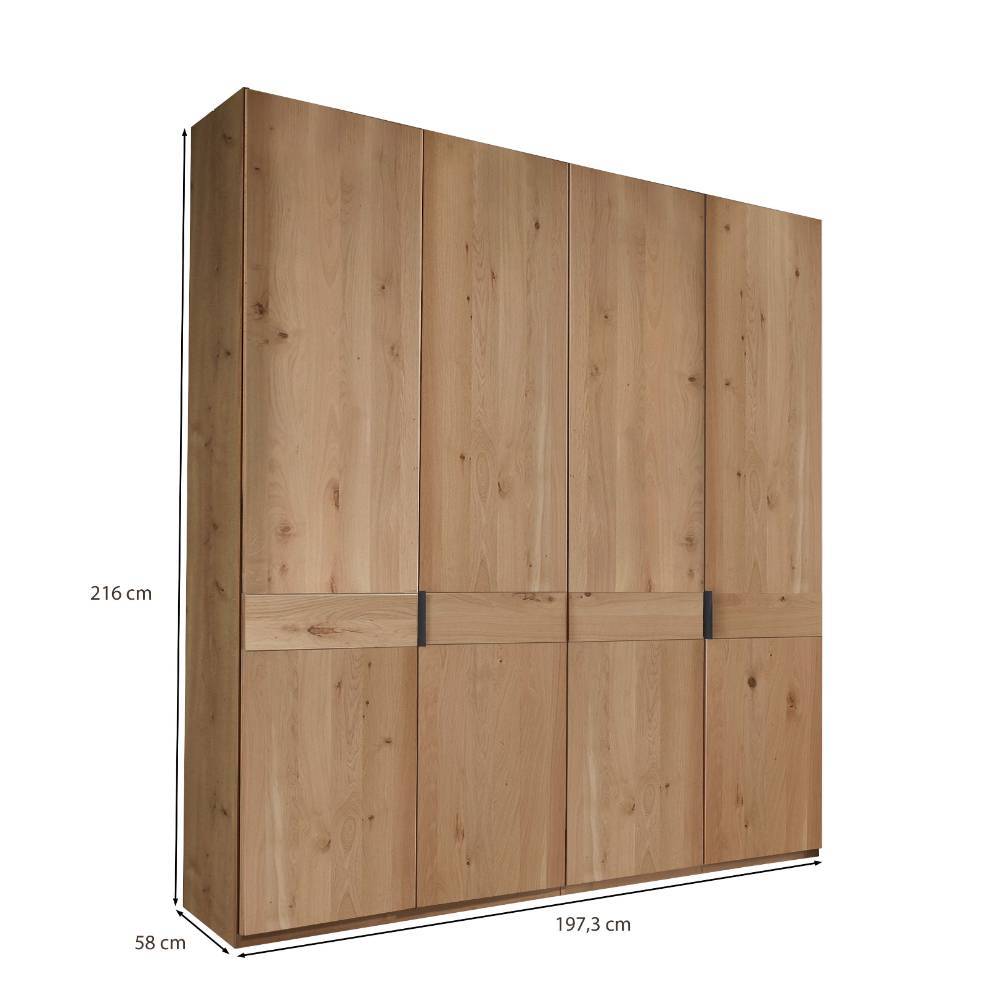 4-türiger Kleiderschrank in Eiche Bianco - Yanicas