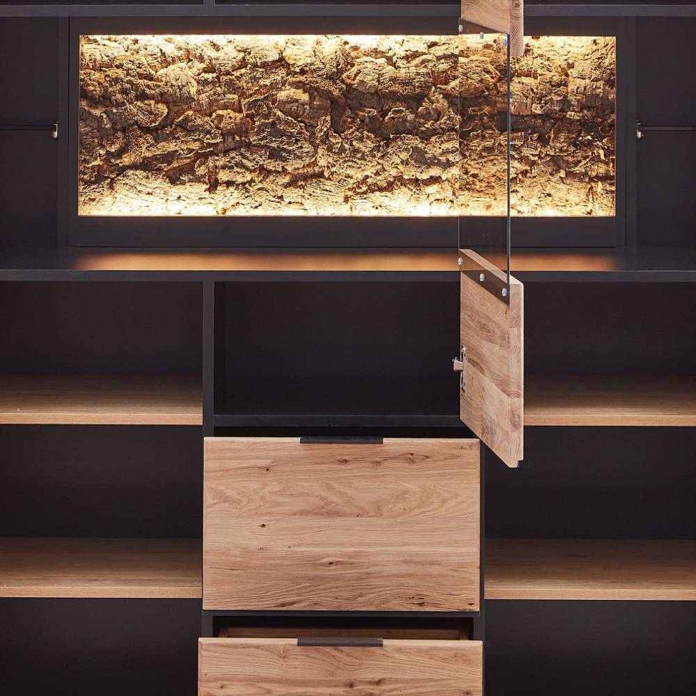 Highboard Vitrine in Wildeiche Bianco - Dritos