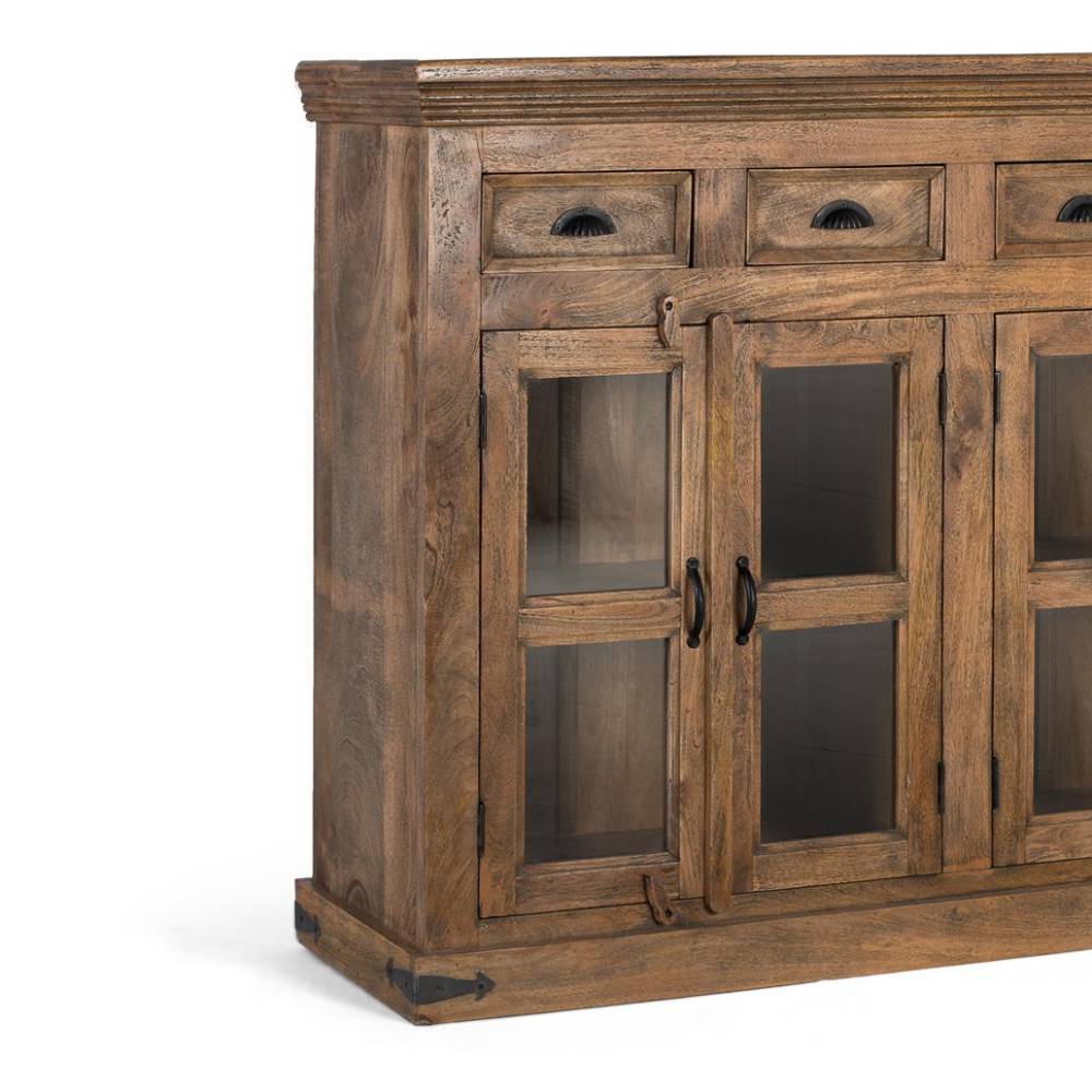 Sideboard Vitrine aus Mangobaum Massivholz - Jayma