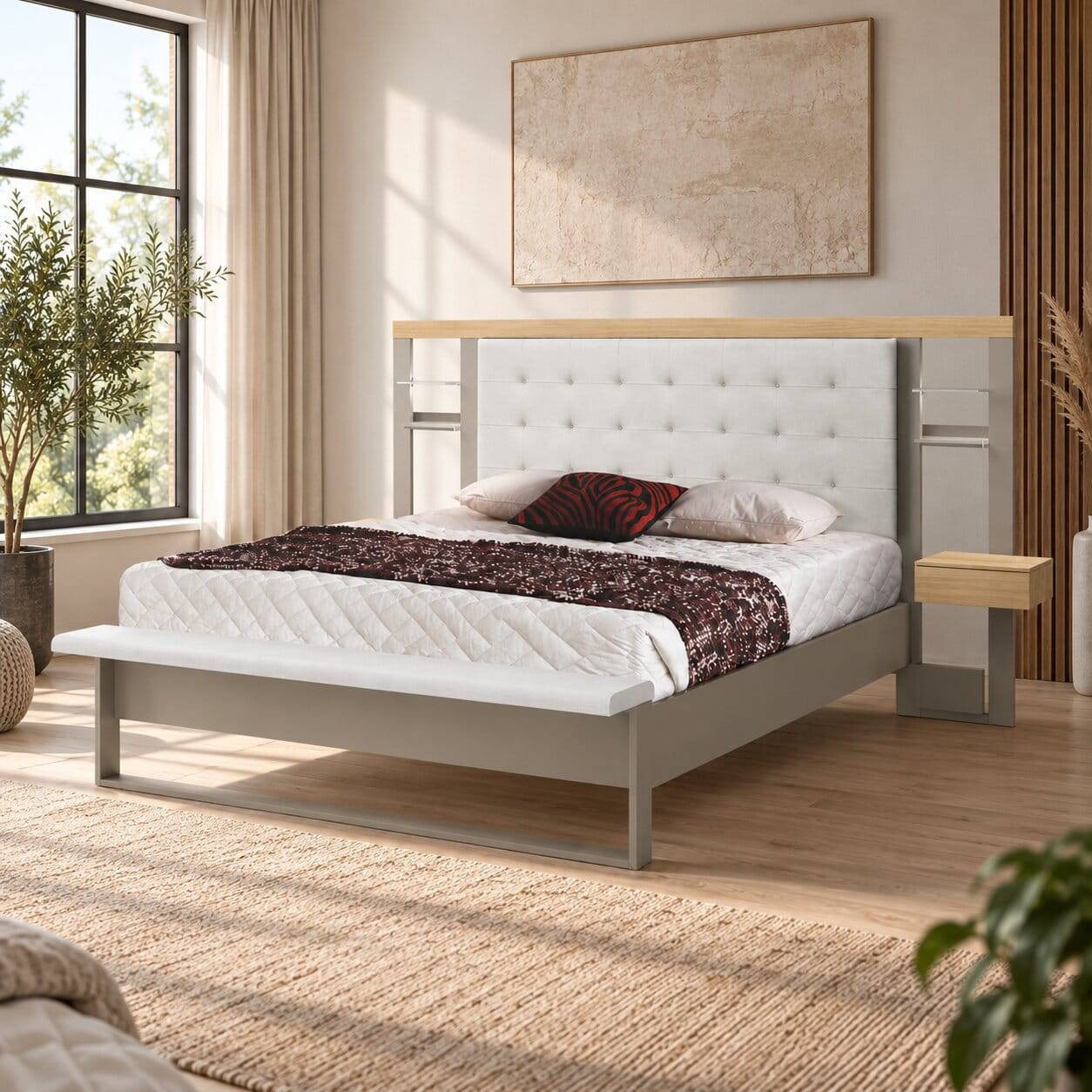 Futonbett Elvator in Grau Metall