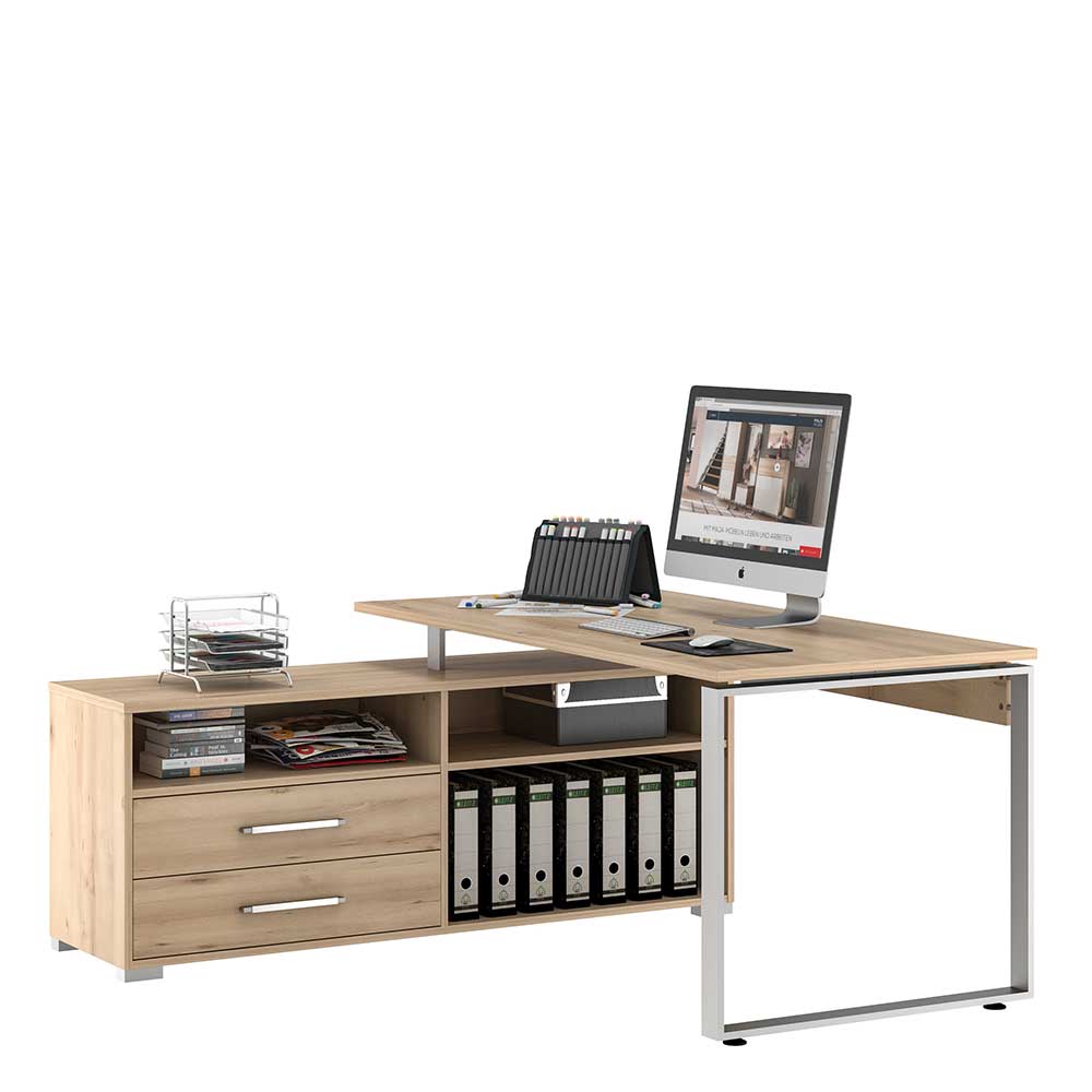 Schreibtisch mit Seitenregal in Buche - Sagemini