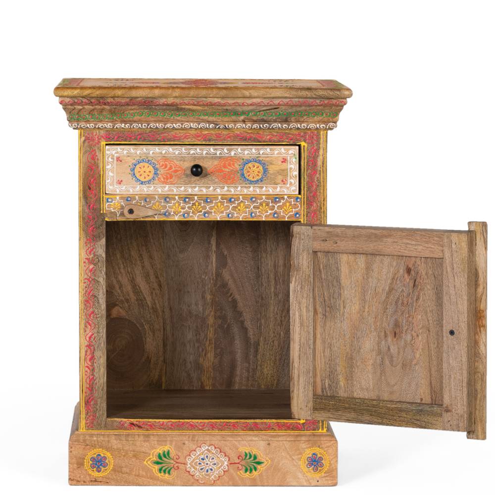 Boho Style Nachtschrank aus Mangoholz - Klapan