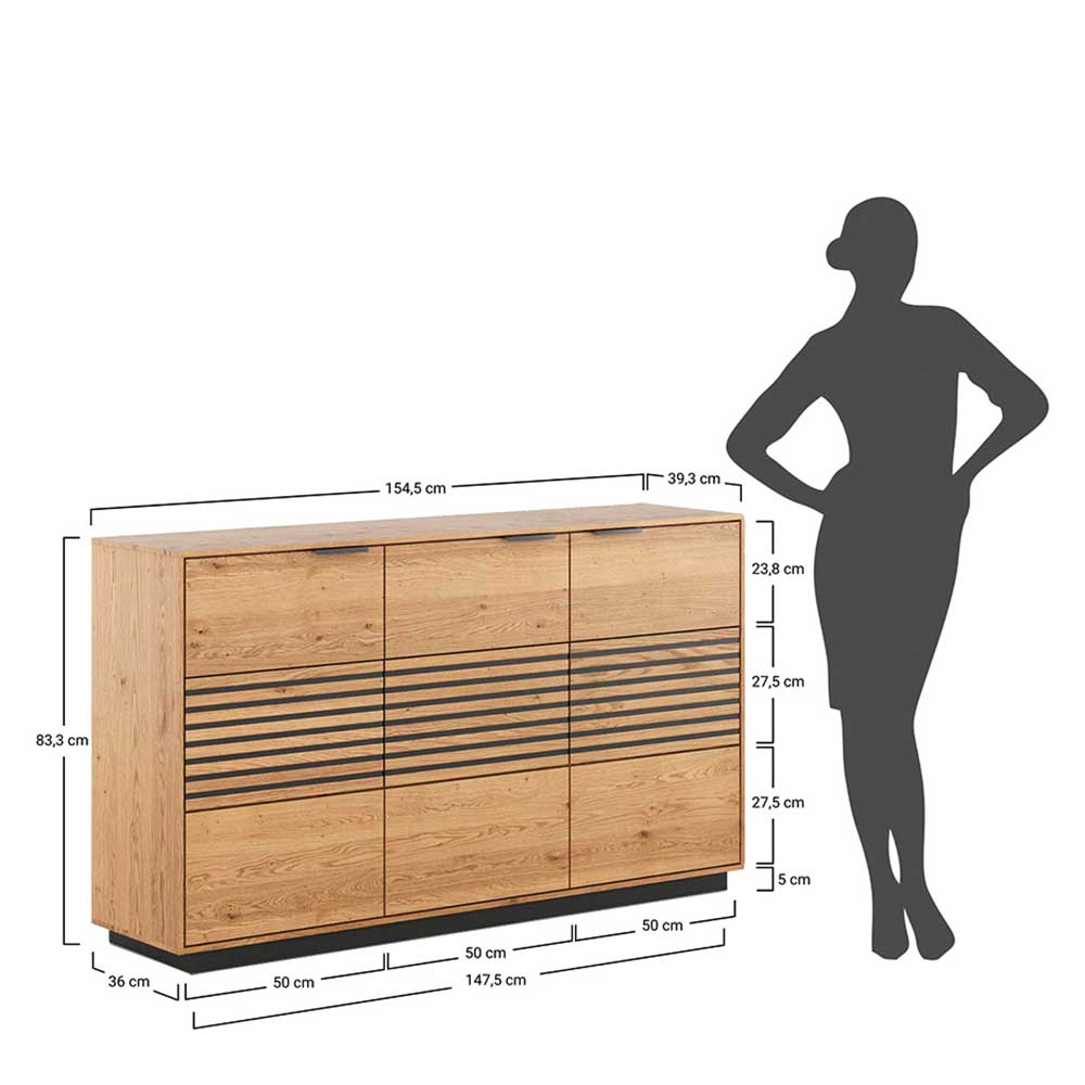 Massivholz Sideboard aus Eiche - Eribella
