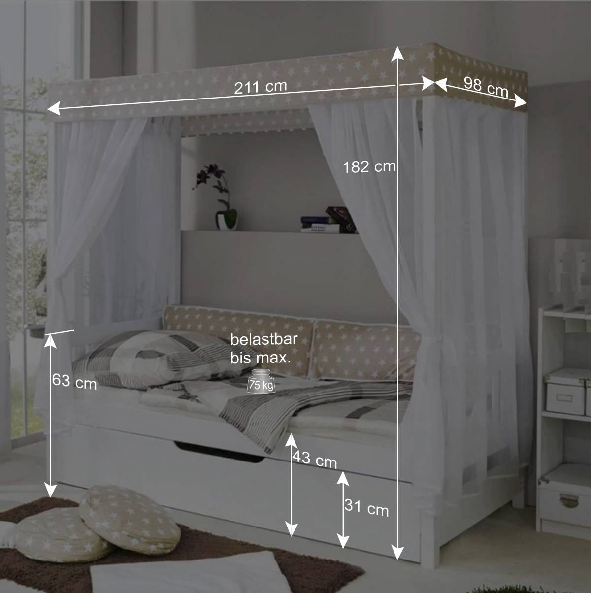 Himmelbett Masina mit zusätzlichem Bett