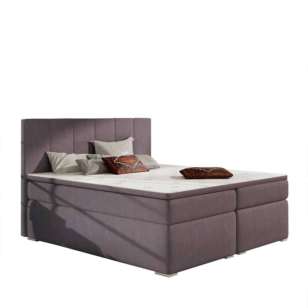 Komplettbett mit Bezug aus Struktursamt in Mauve - Lagon