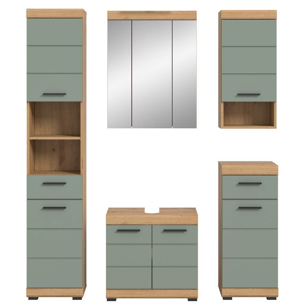 Komplettes Badmöbel-Set in Salbei - Tamdato (fünfteilig)