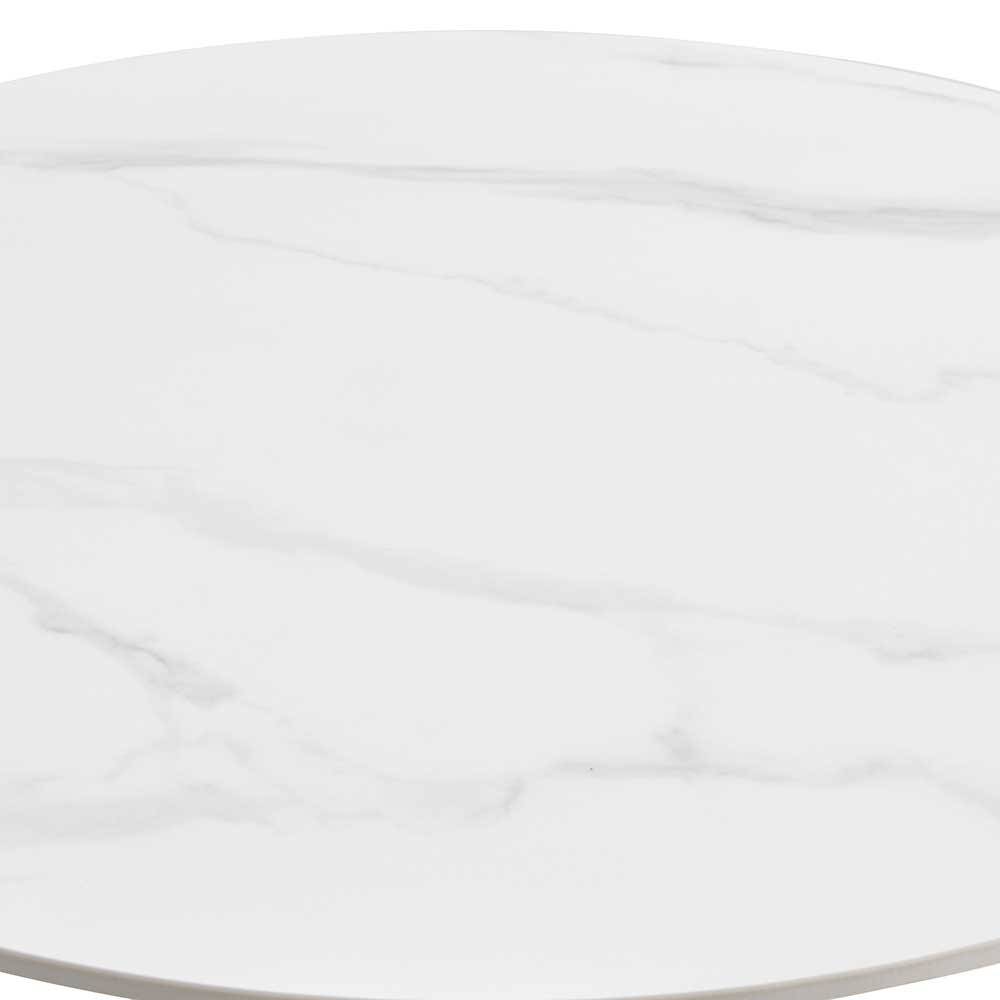 Weißer Sinterstein Tisch mit Trompetenfuß - Glamour