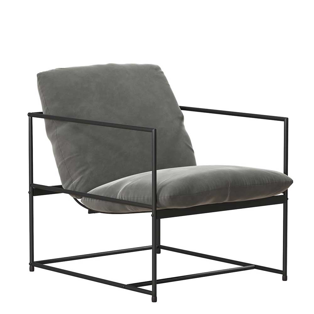 Minimalistischer Sessel in Grau Samt - Ivoras