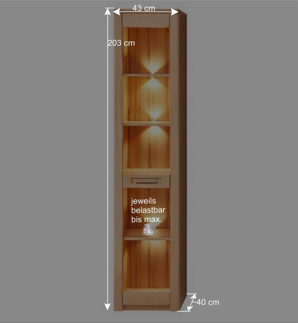 Kernbuche Vitrine mit einer Tür - Amyonta