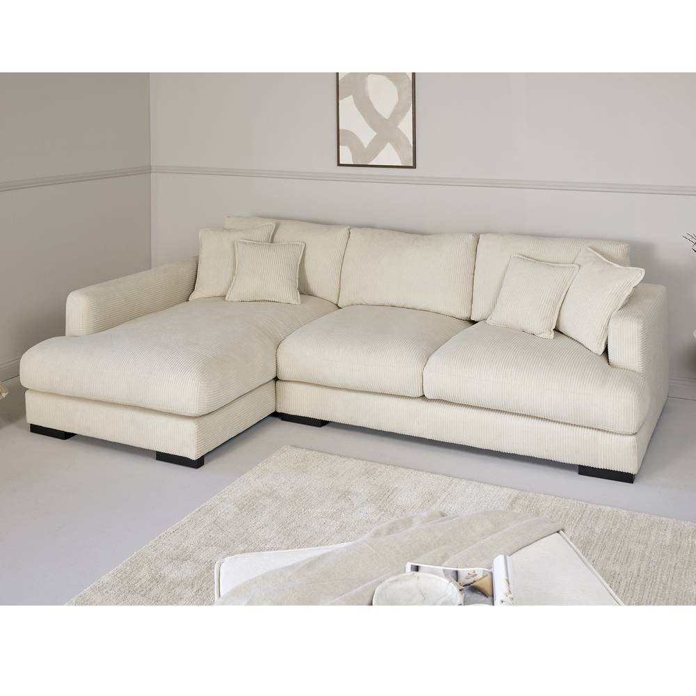 Wohnzimmer-Ecksofa in Offwhite Cord - Fiva