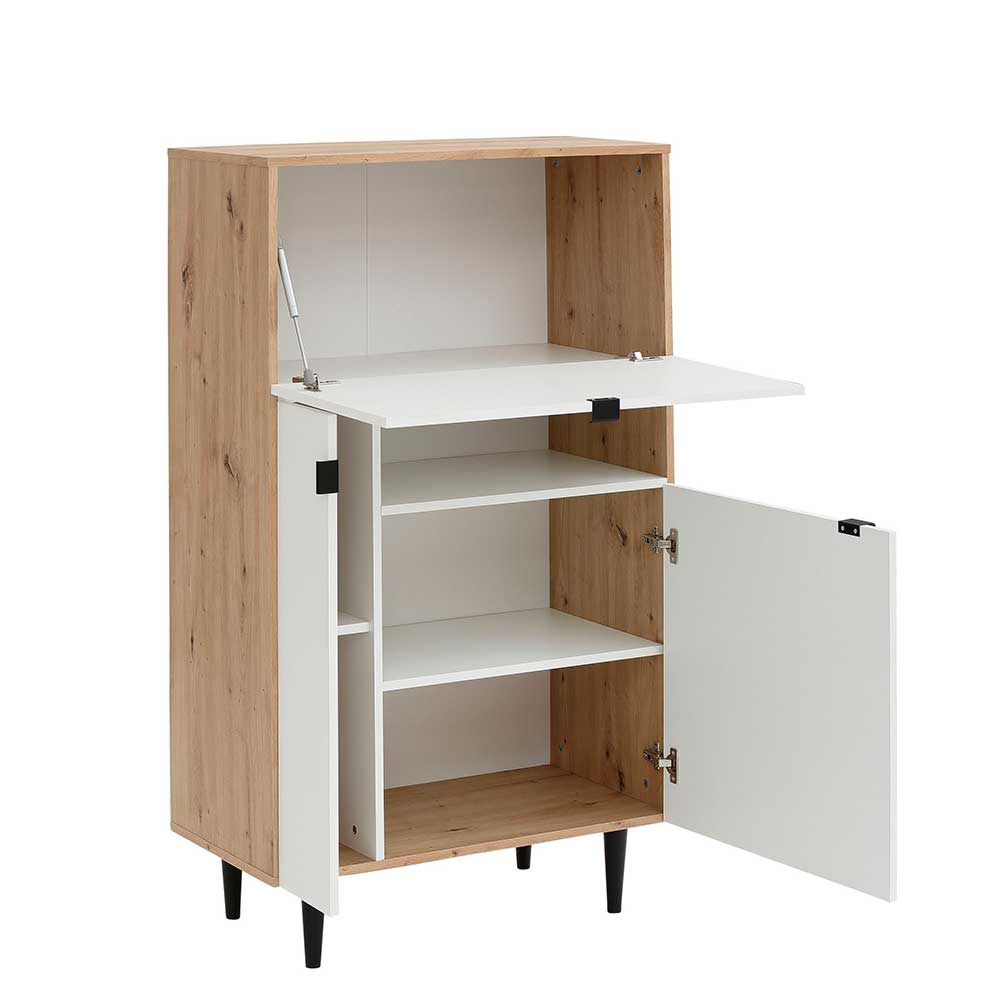 Highboard in Weiß mit Eiche - Ledicato