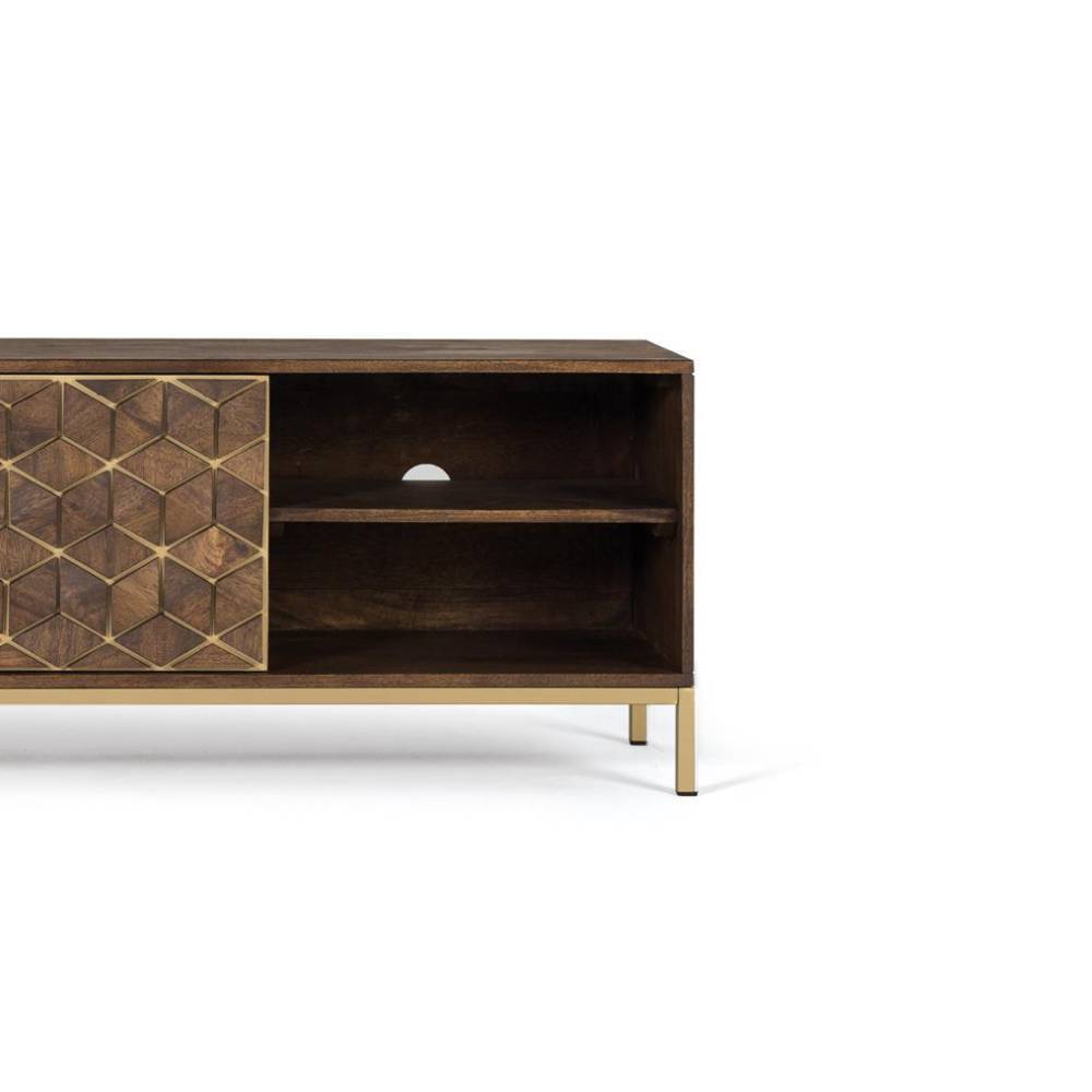 Design-TV-Board in Walnuss und Gold - Rasimo