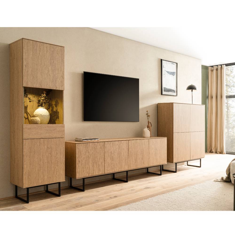 TV Wohnwand Set in Eiche Stone - Jaskin (dreiteilig)