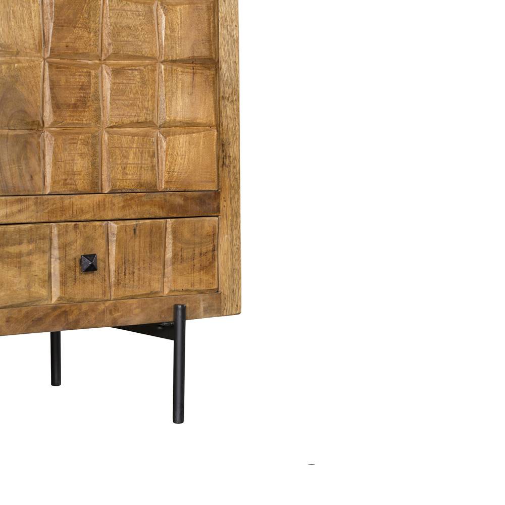 Unterer Bereich des Highboards mit Schublade, schwarzem Griff und stabilen Beinen – Laudion