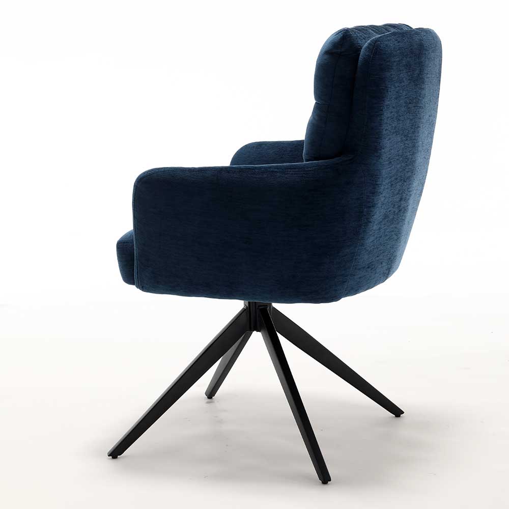 Chenille Drehsessel in Blau - Luanu (2er Set)