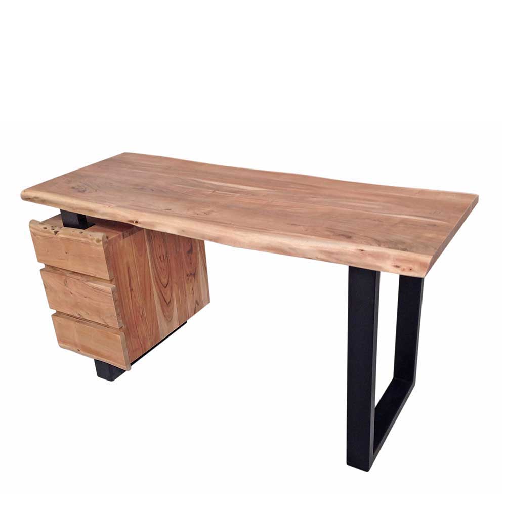 Massivholz Baumkanten Schreibtisch 147x80 - Necrus