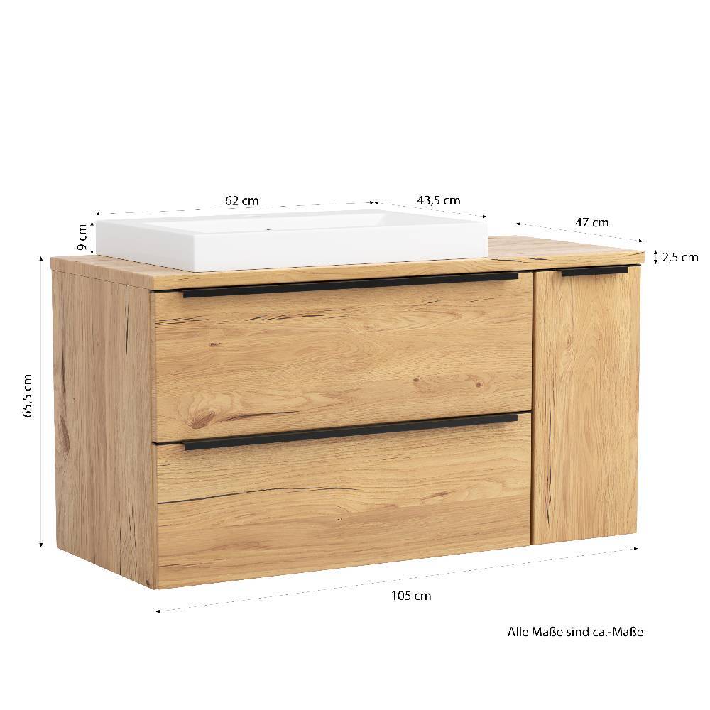 105cm breiter Waschtisch in Wildeichefarben - Jawa