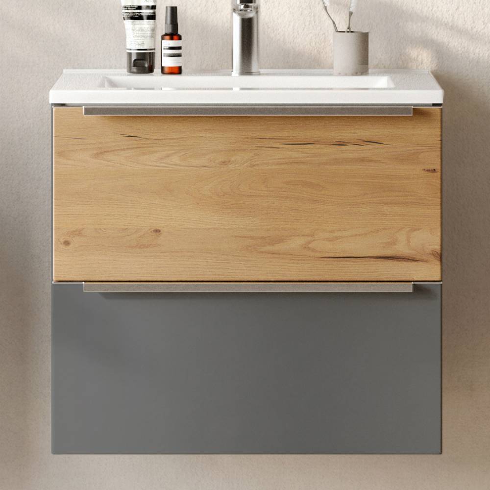 60cm Waschbeckenschrank in Mattgrau - Reill