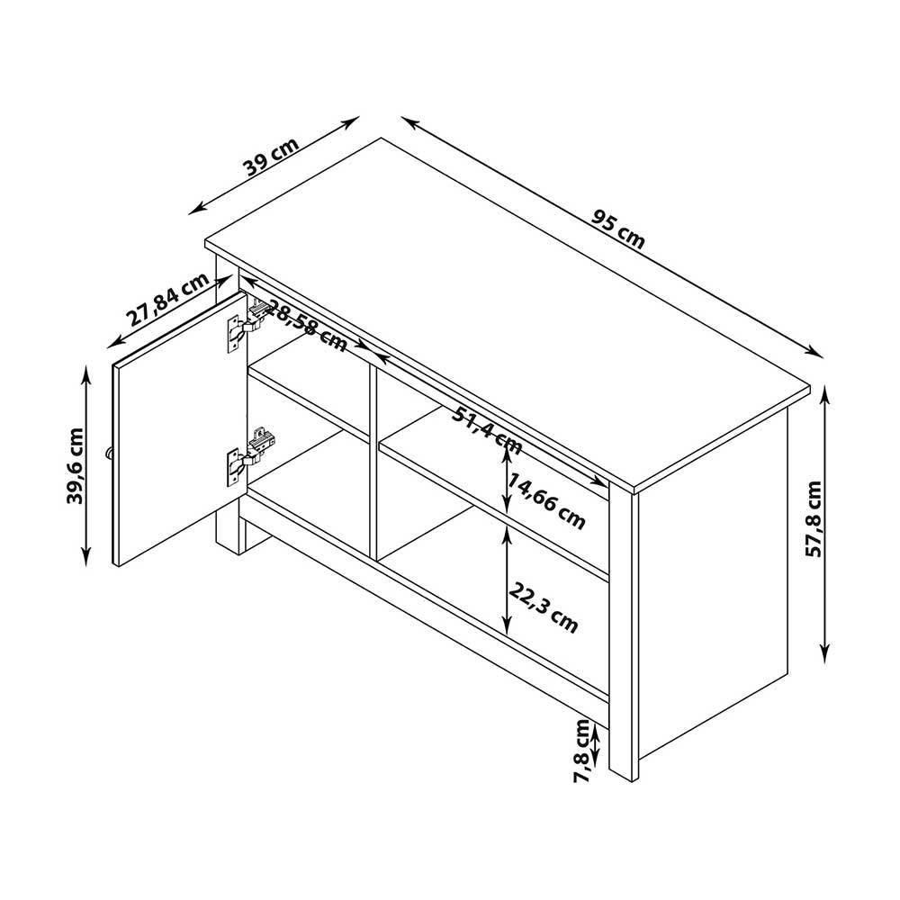 Landhaus TV Element in Dekor Eiche - Eliandas