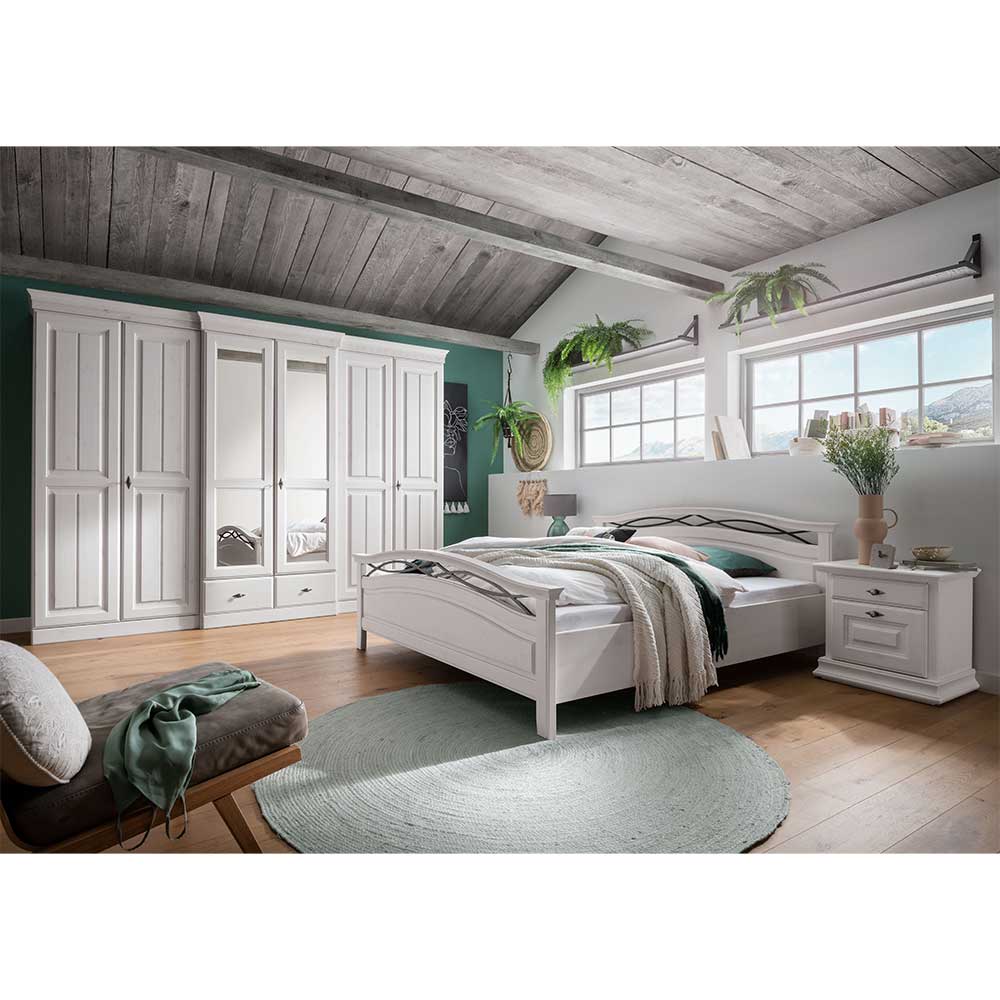 Country Style Schlafzimmer in Weiß - Beato (vierteilig)