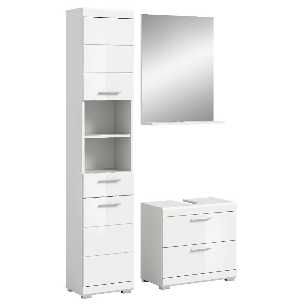 Weißes Badmöbelset modern - Henriette (dreiteilig)