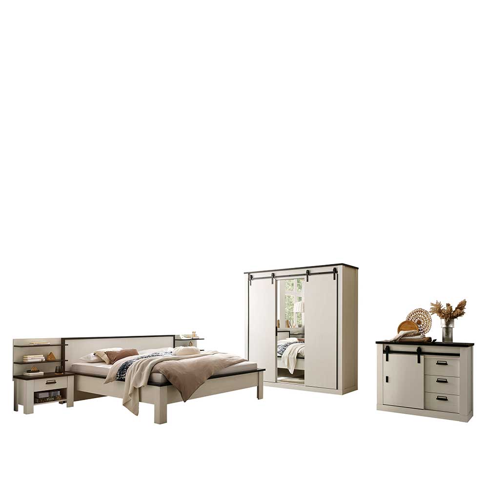 Möbelset Schlafzimmer mit Bett 180x200 - Tramos (fünfteilig)