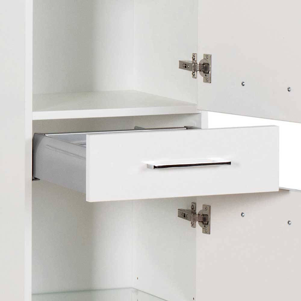 Weißer Bad-Hochschrank mit Schublade und Türen - Stephens