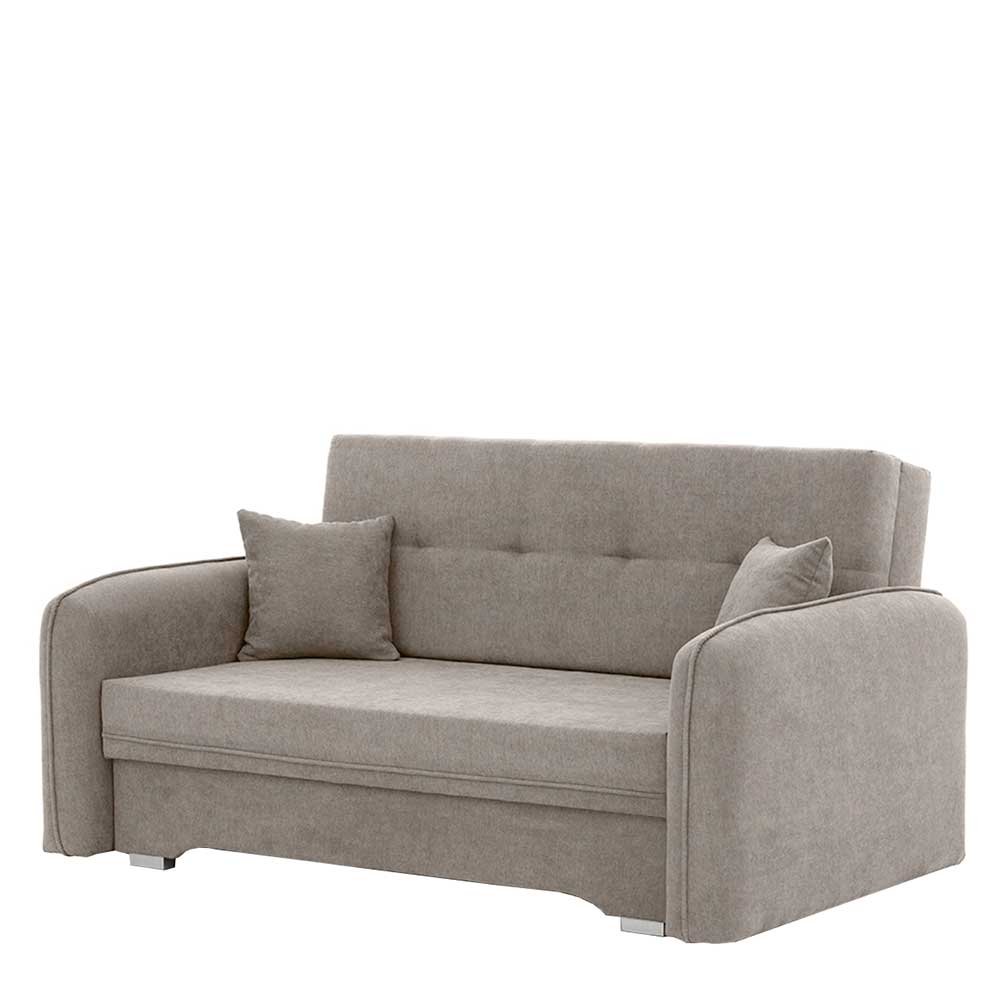 Velours Federkerncouch in Beigegrau - Fortinos
