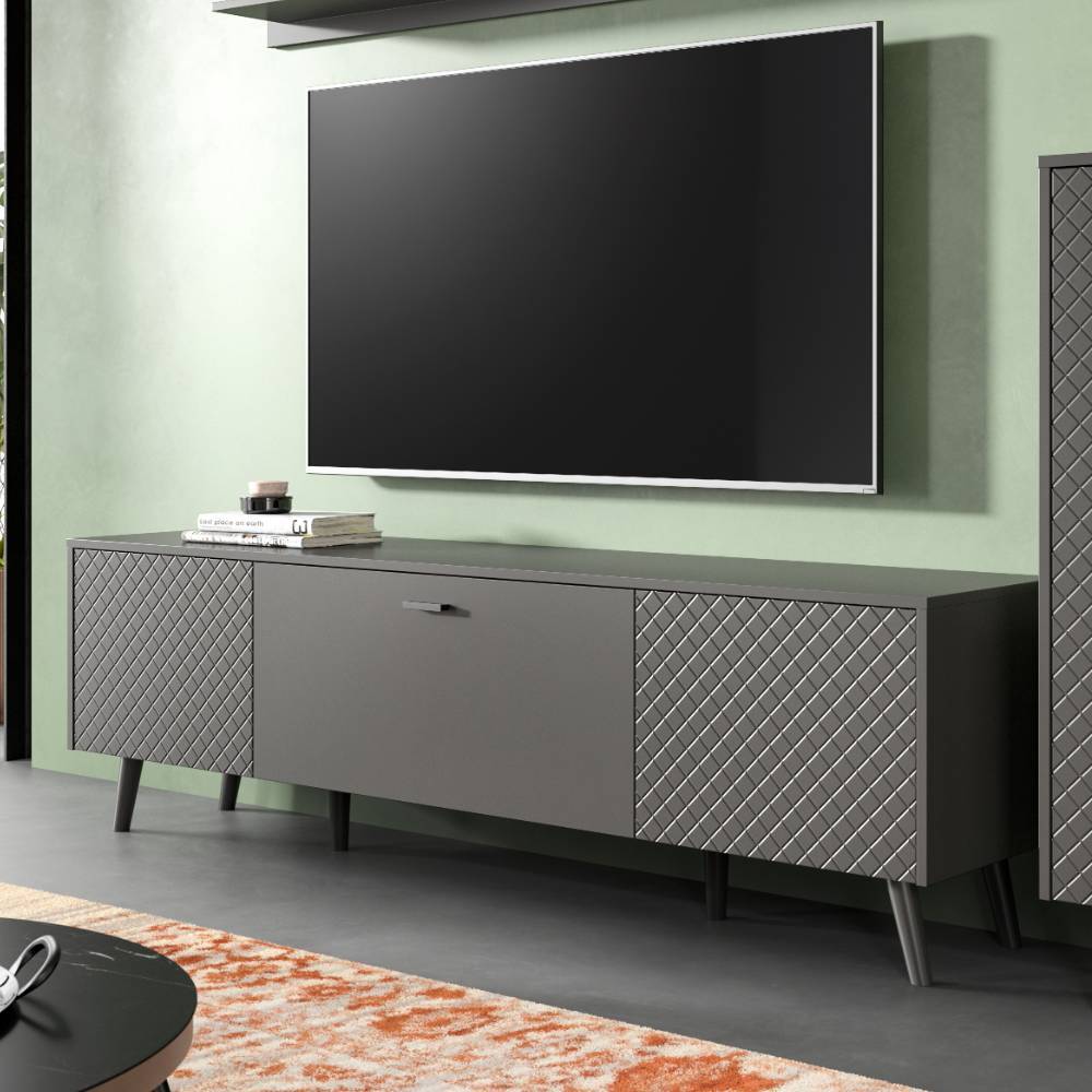 Wohnzimmer Möbel Set in Mattgrau - Adrionata (dreiteilig)