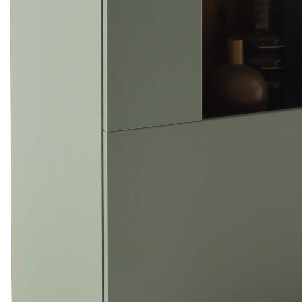 Highboard Vitrine in Graugrün und Eiche - Kwin