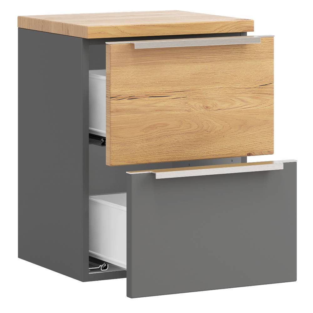 Hängender Bad-Schubladenschrank in Mattgrau - Reill