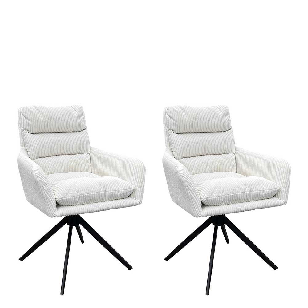 Breitcord Tischsessel in Offwhite - Tonia (2er Set)