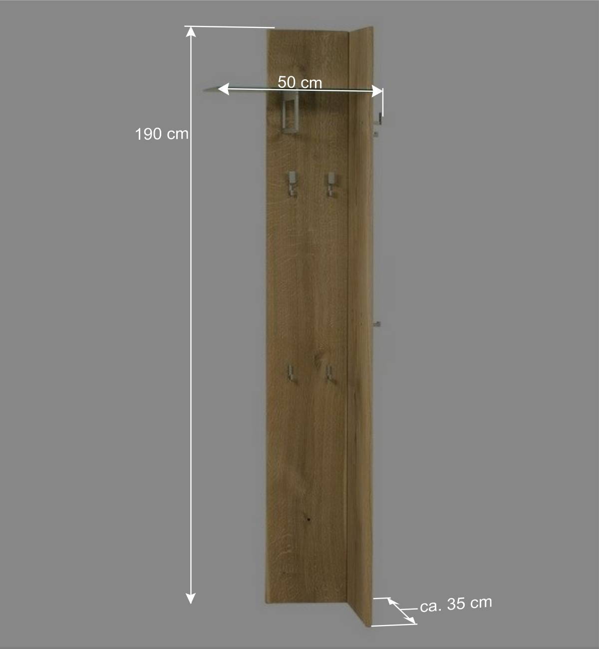 Set Spiegel & Garderobe aus Eiche - Avidora (zweiteilig)