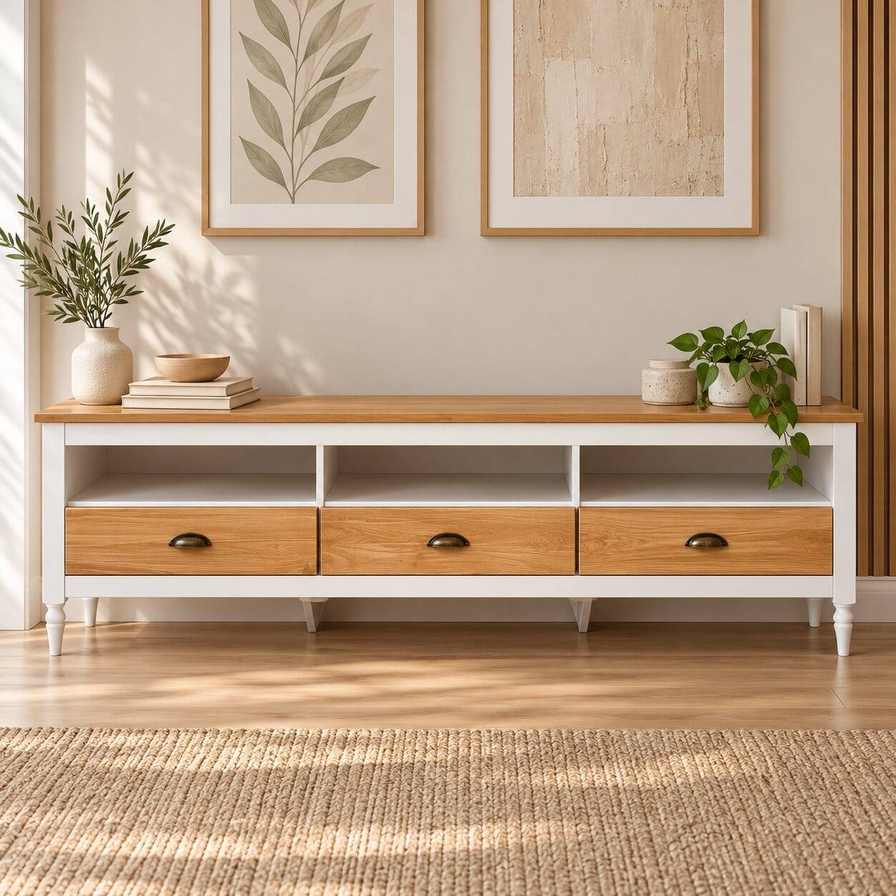 160x45x45 cm Landhaus TV Board mit Metallgriffen - Xasimir