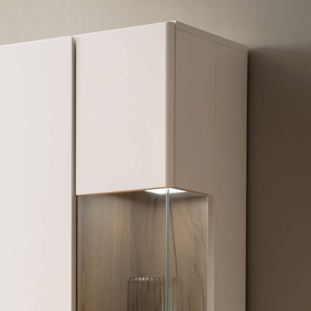 Vitrine in Weiß mit Eiche - Acke