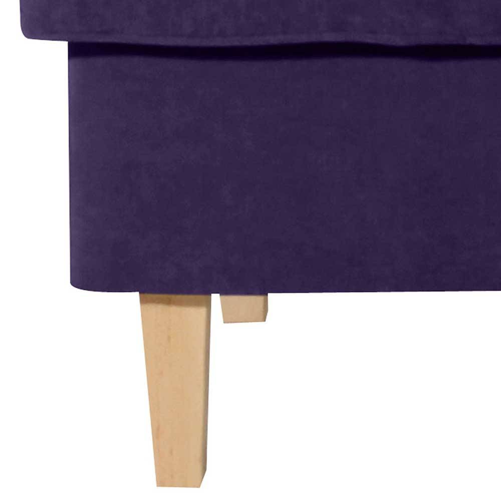 Polsterhocker in Violett Velours - Antonia