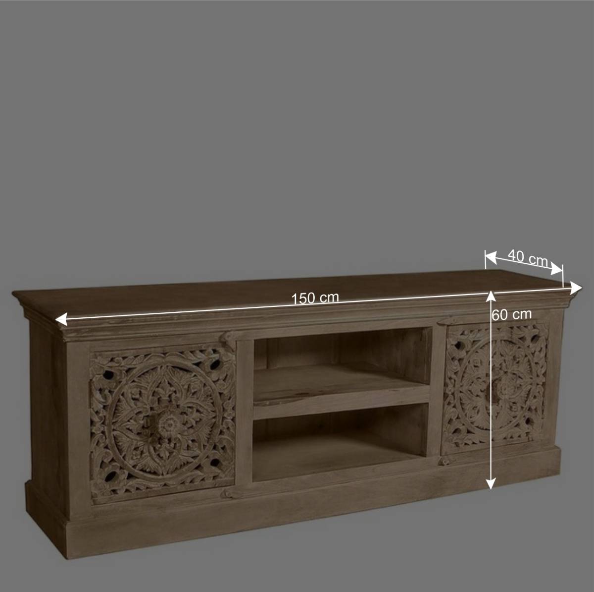 150x60x40 Holz Lowboard mit Ornamenten - Runiasa