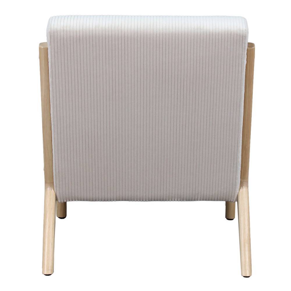 Cord Sessel in Offwhite von hinten mit hellem Holzgestell und Bezug – Veracruz