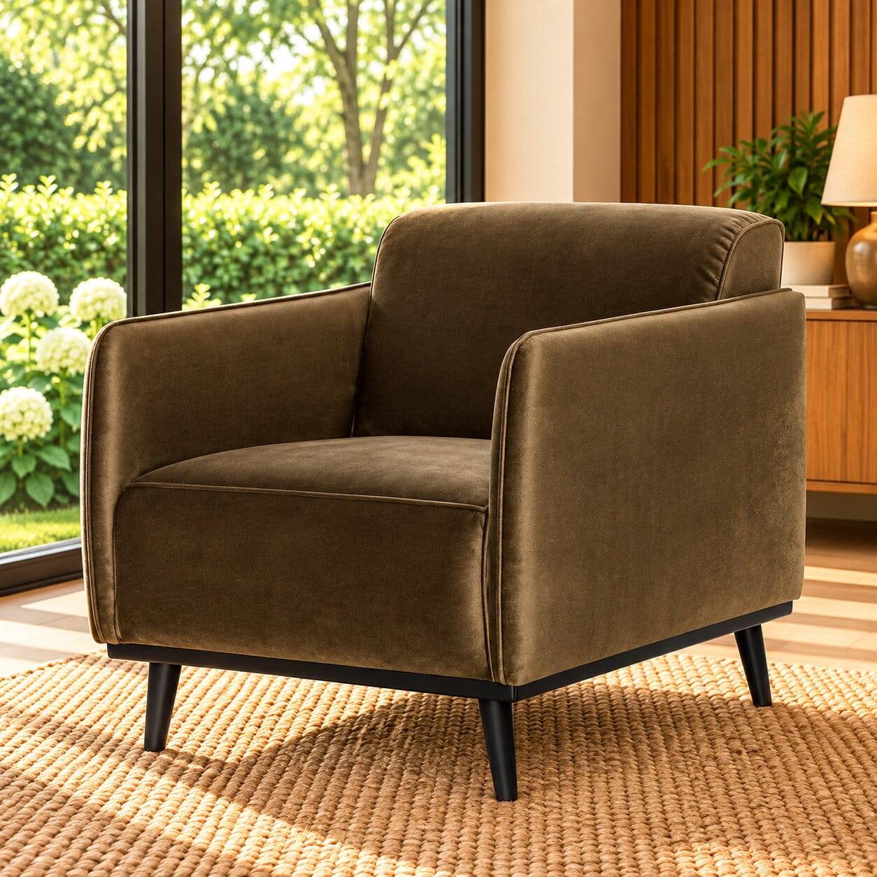 Samt Loungsesessel in Taupe - Jessma