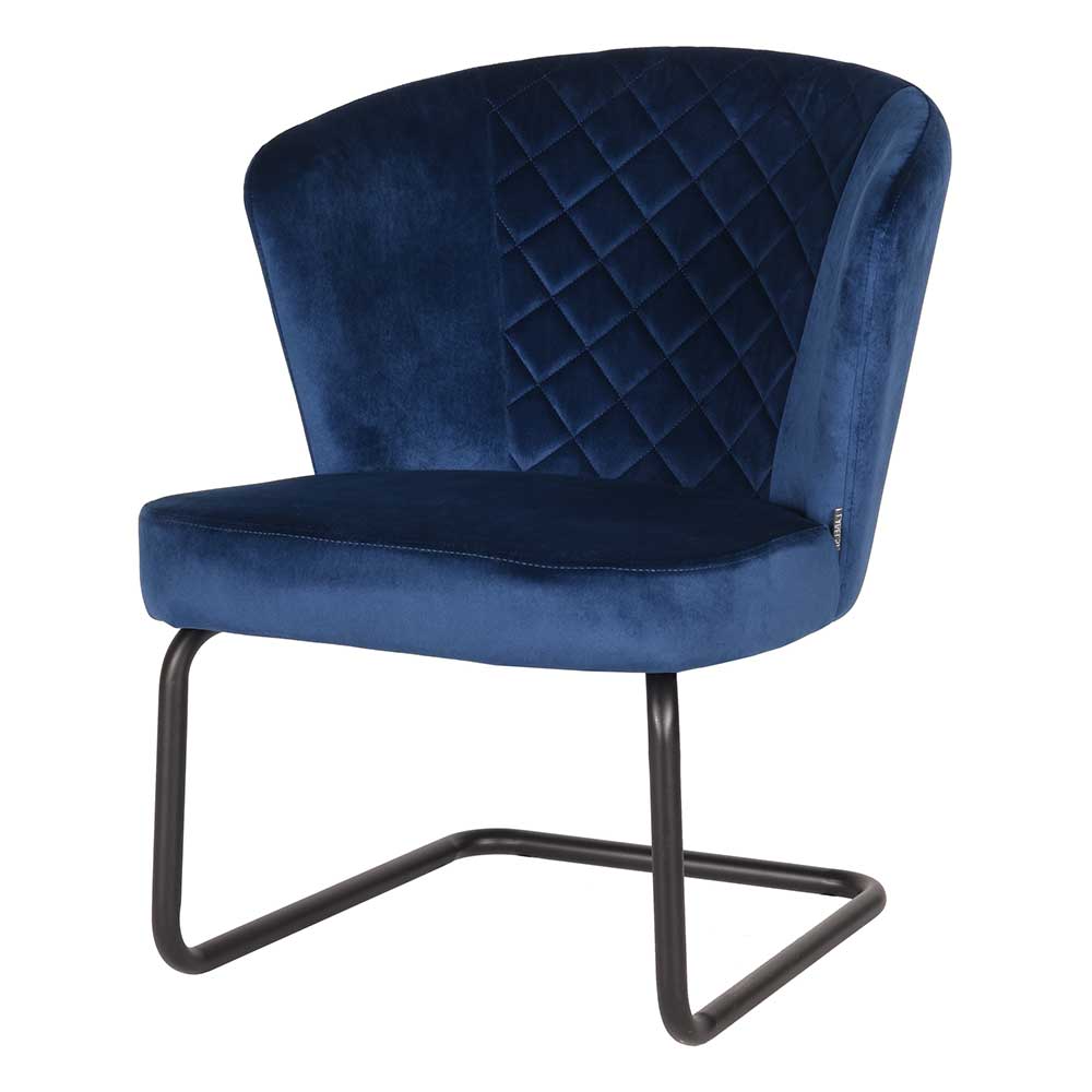 Blauer Samt Sessel mit Wippfunktion - Sophia