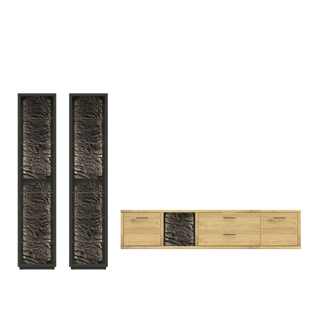 TV Board und Regale Set - Friburgo (dreiteilig)