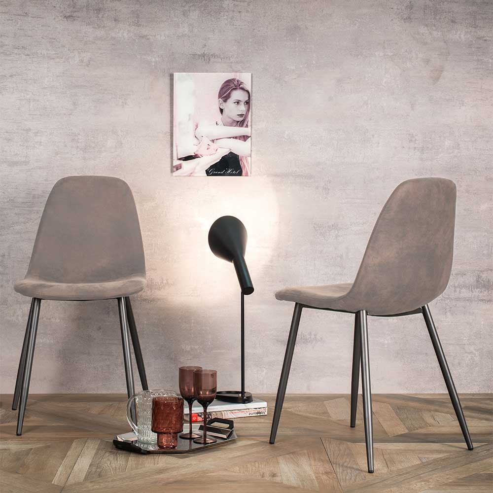 Kunstleder Stühle in Taupe Vintage - Fjord (4er Set)