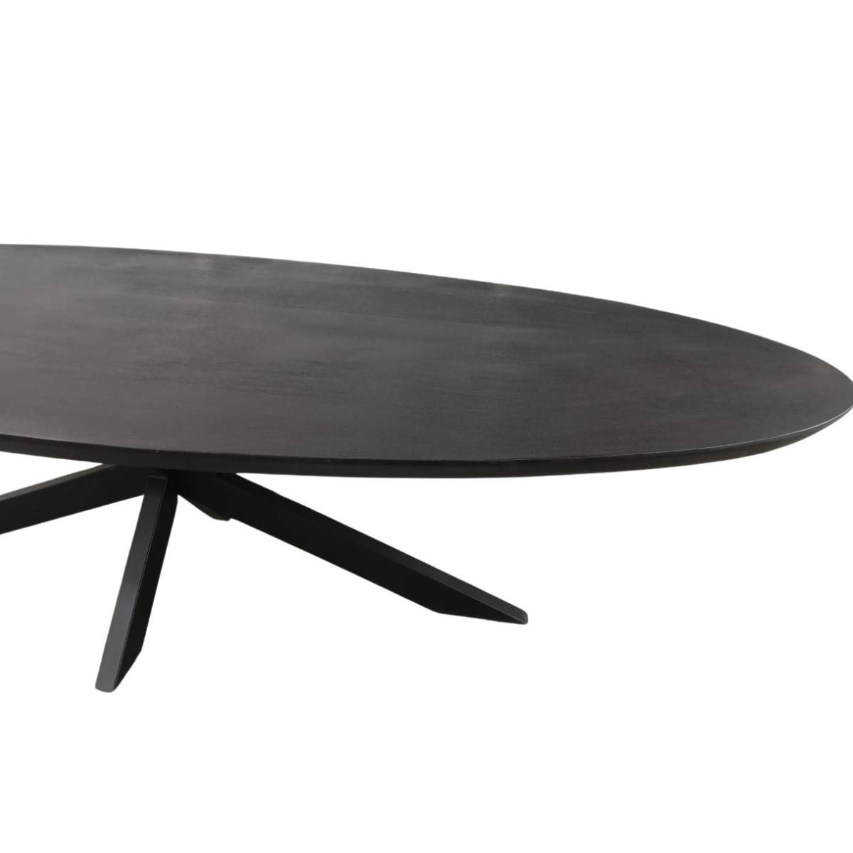 Schwarzer Design-Esstisch mit markantem Kreuzgestell und ovaler Tischplatte – Krems